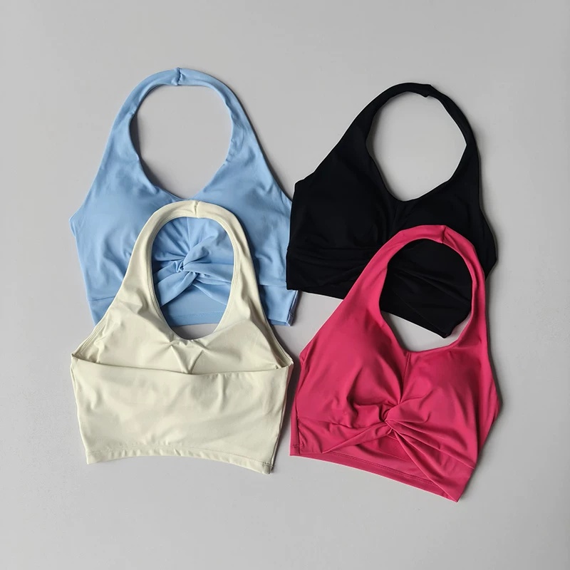 Pilate Yoga Workout - Reggiseno sportivo con spalline incrociate, imbottito,