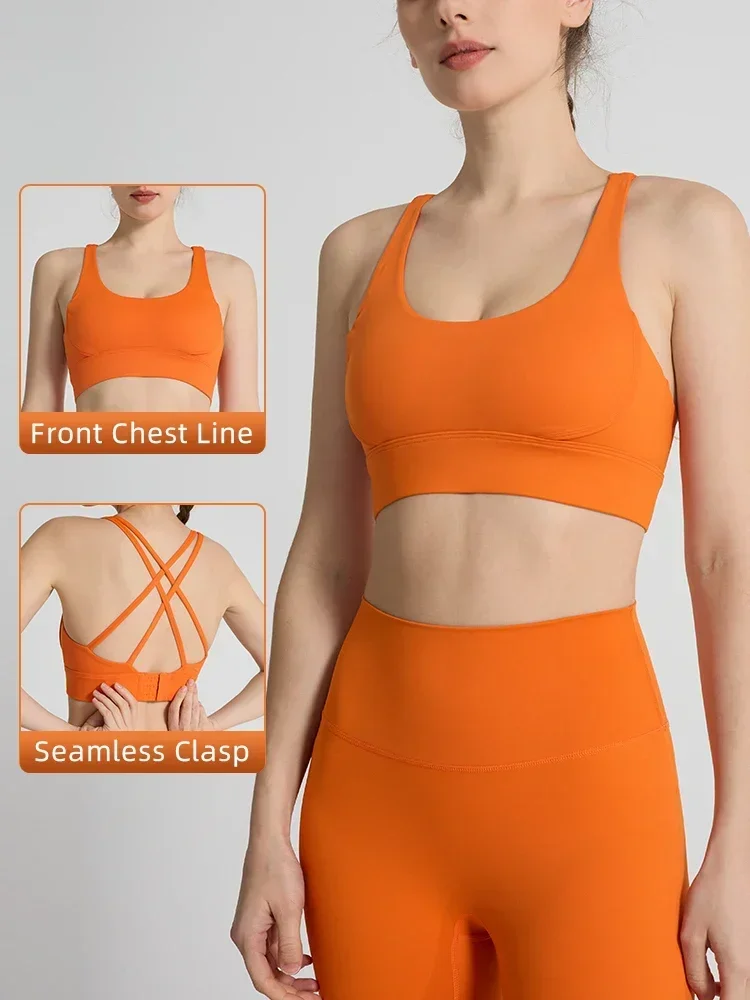 Pilates Yoga Top - Reggiseno sportivo da donna in tinta